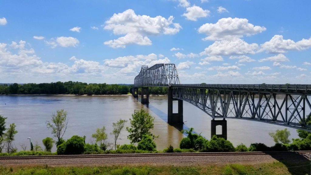 The Chester Bridge on the Great River Road in Illinois stretches across the Mississippi connecting Perryville, Missouri, and Chester.