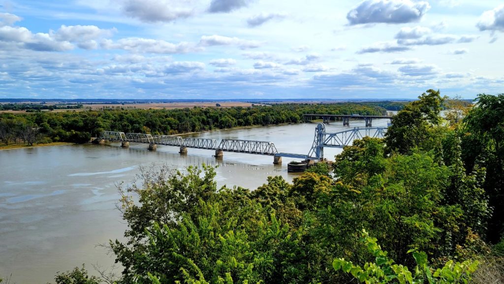 One of the scenic overlooks above the Mississippi River at Riverview Park in Hannibal, Missouri.