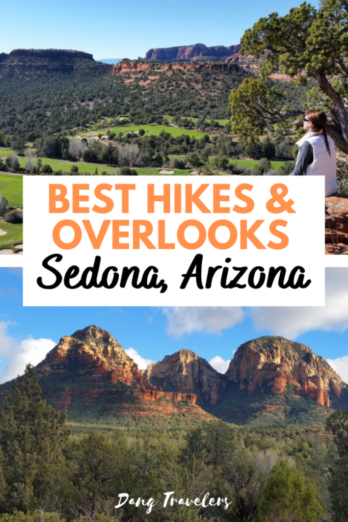 A pinterest picture of red rock formations that states, "Best Hikes and Overlooks Sedona, Arizona."