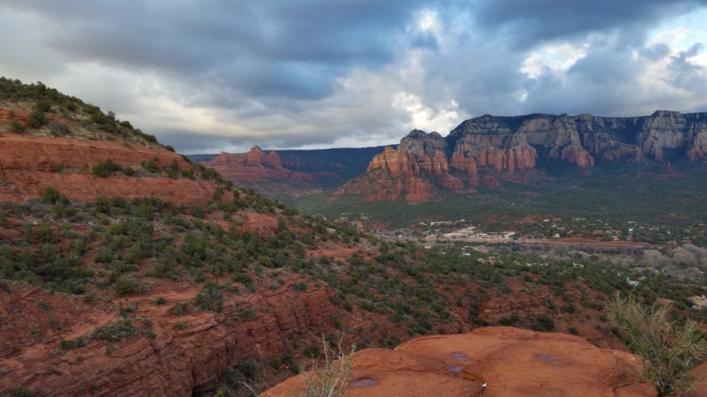 The Sedona Airport Scenic Lookout at sunset.