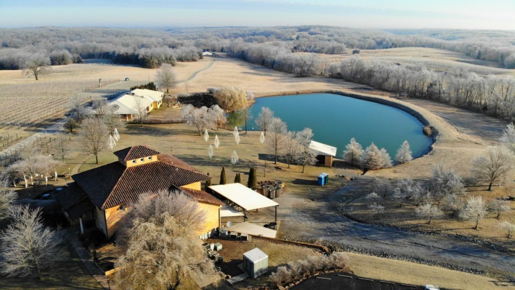 Drone footage of the Blue Sky Vineyard in Makanda, Illinois.