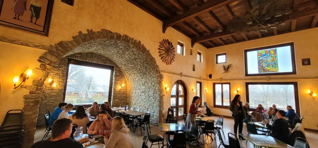 Inside the Tuscan-inspired tasting room at Blue Sky Vineyards in Southern Illinois.