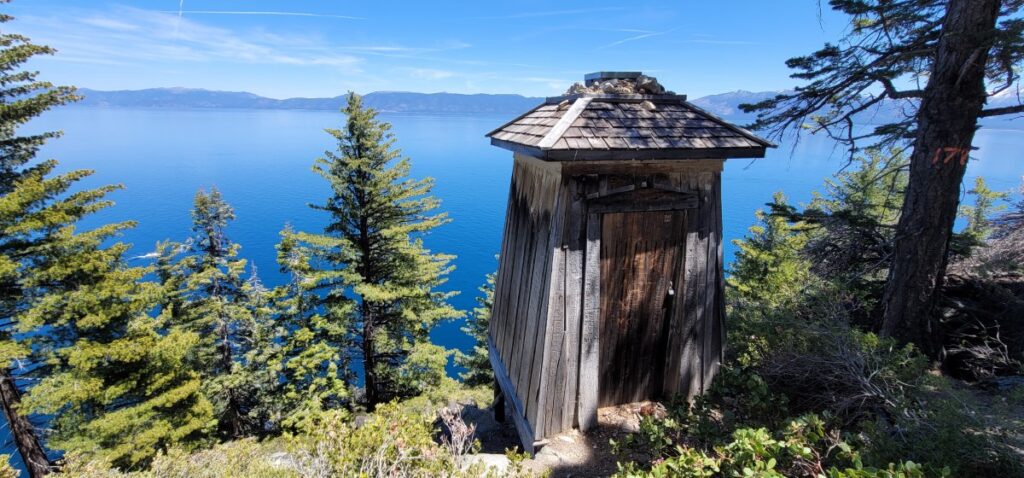 The Rubicon Point Lighthouse, circa 1916, is one of the highest elevated lighthouses in North America. It stands at 6,300 feet (1900 meters) above seal level overlooking Lake Tahoe.