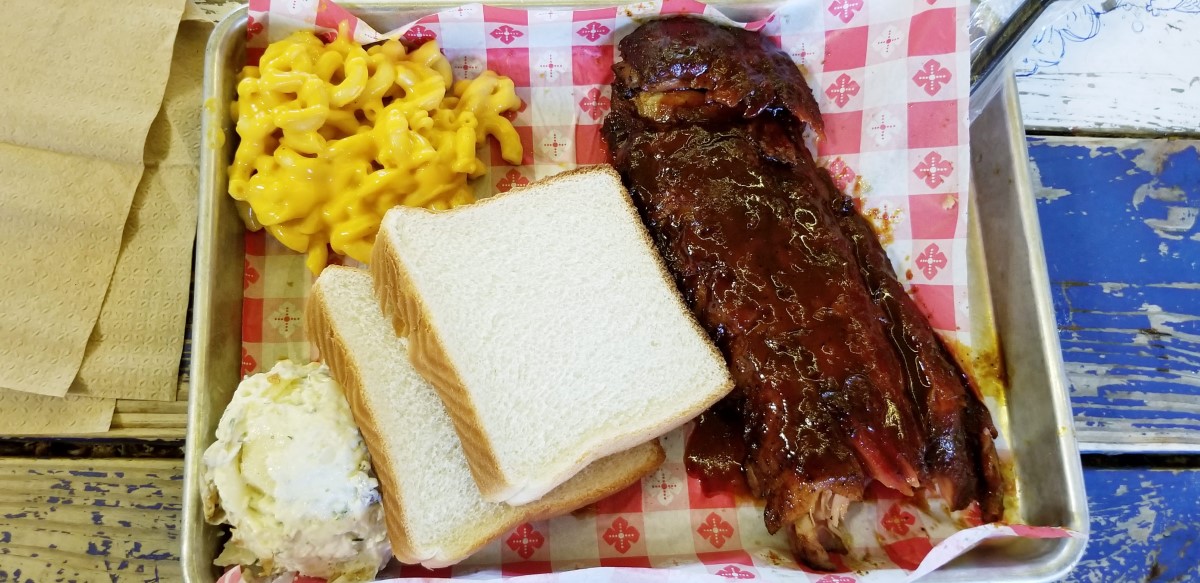 Barbecue ribs and macaroni cheese from The Shed Barbeque and Blues Joint.