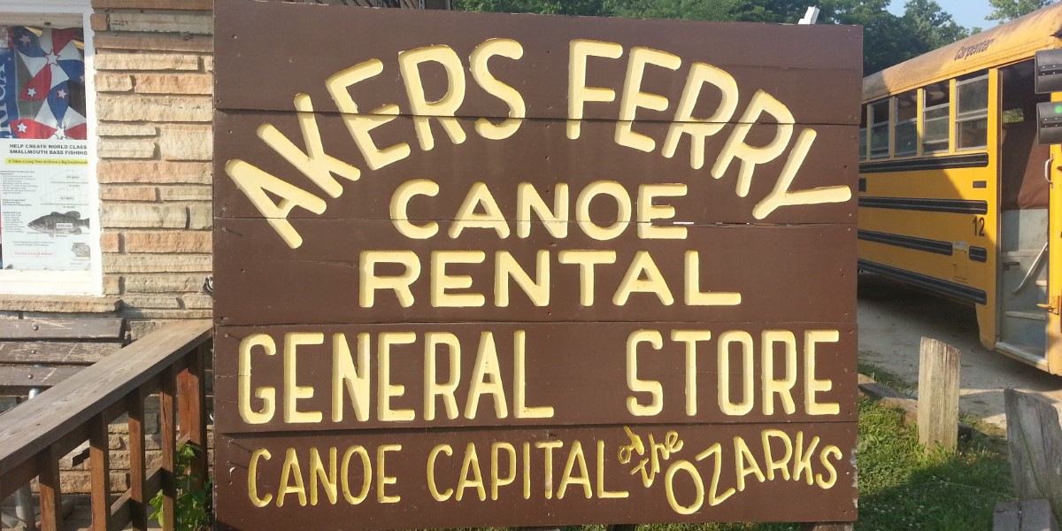 Akers Ferry Canoe Rental Sign