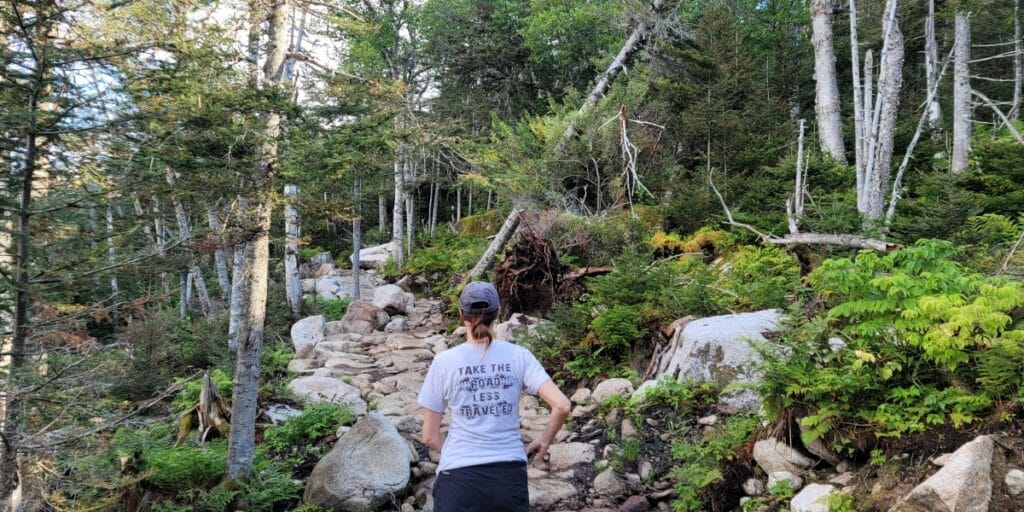 The first ascent on the Sentier Approach Trail.