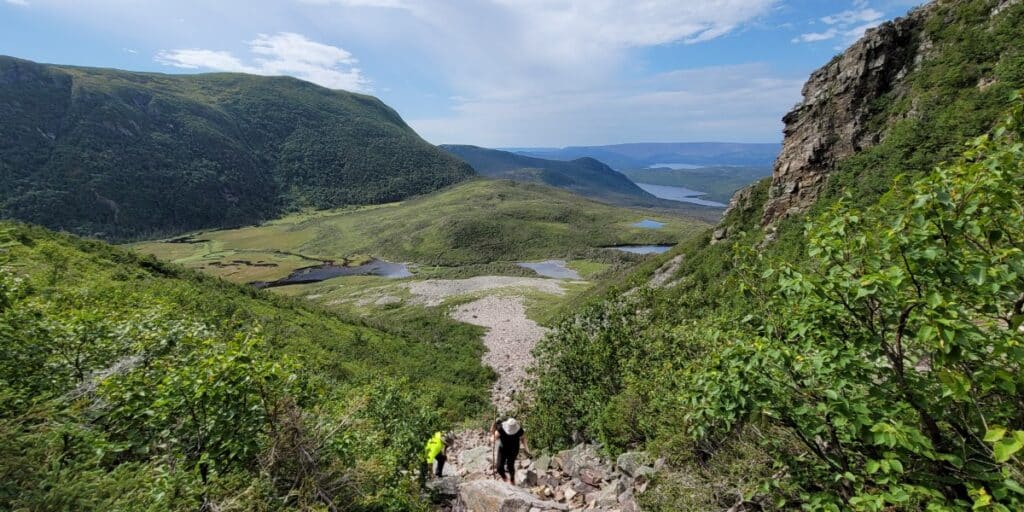 Valley view from the rock gully on the Sentier Summit Trail